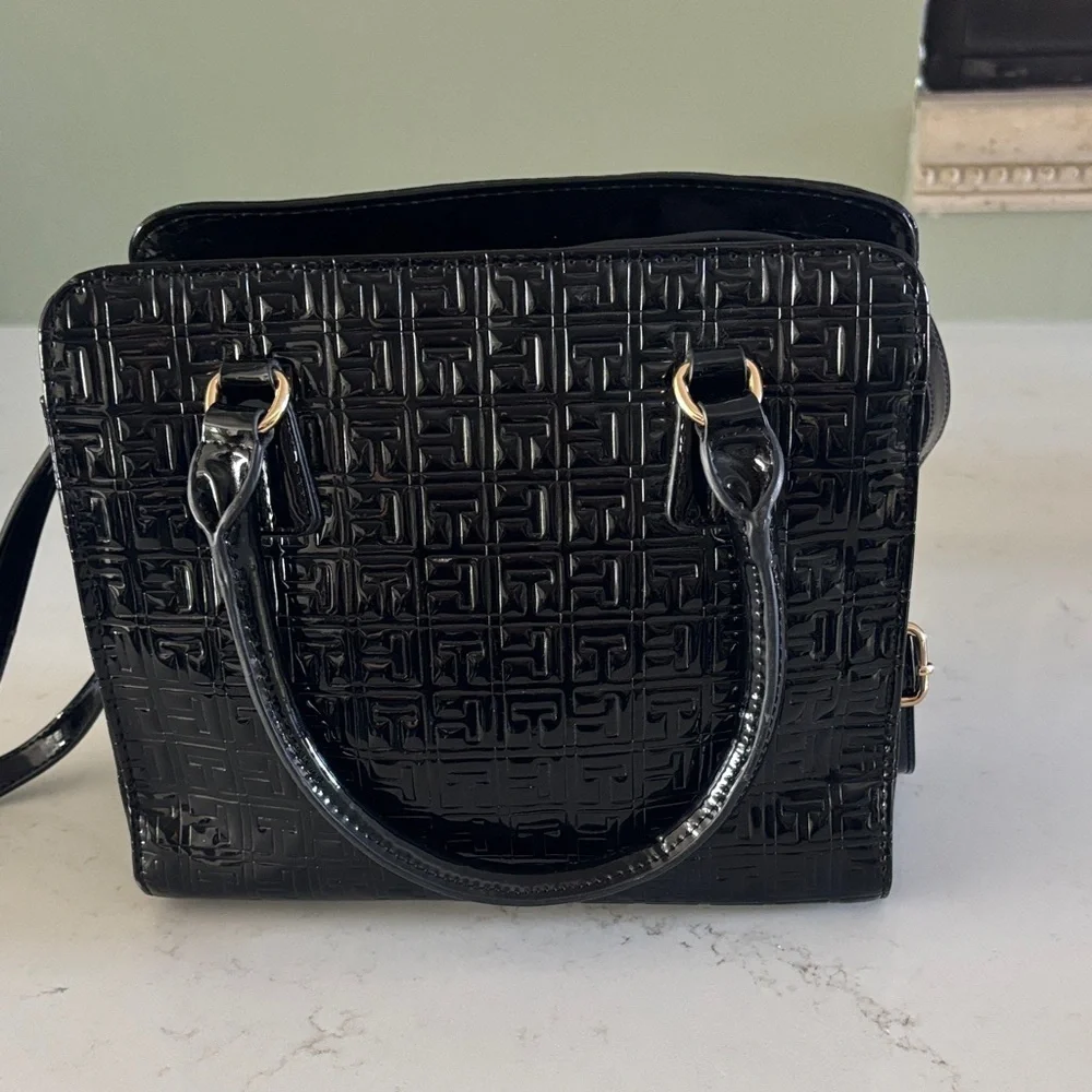 Tommy Hilfiger Black Embossed Satchel